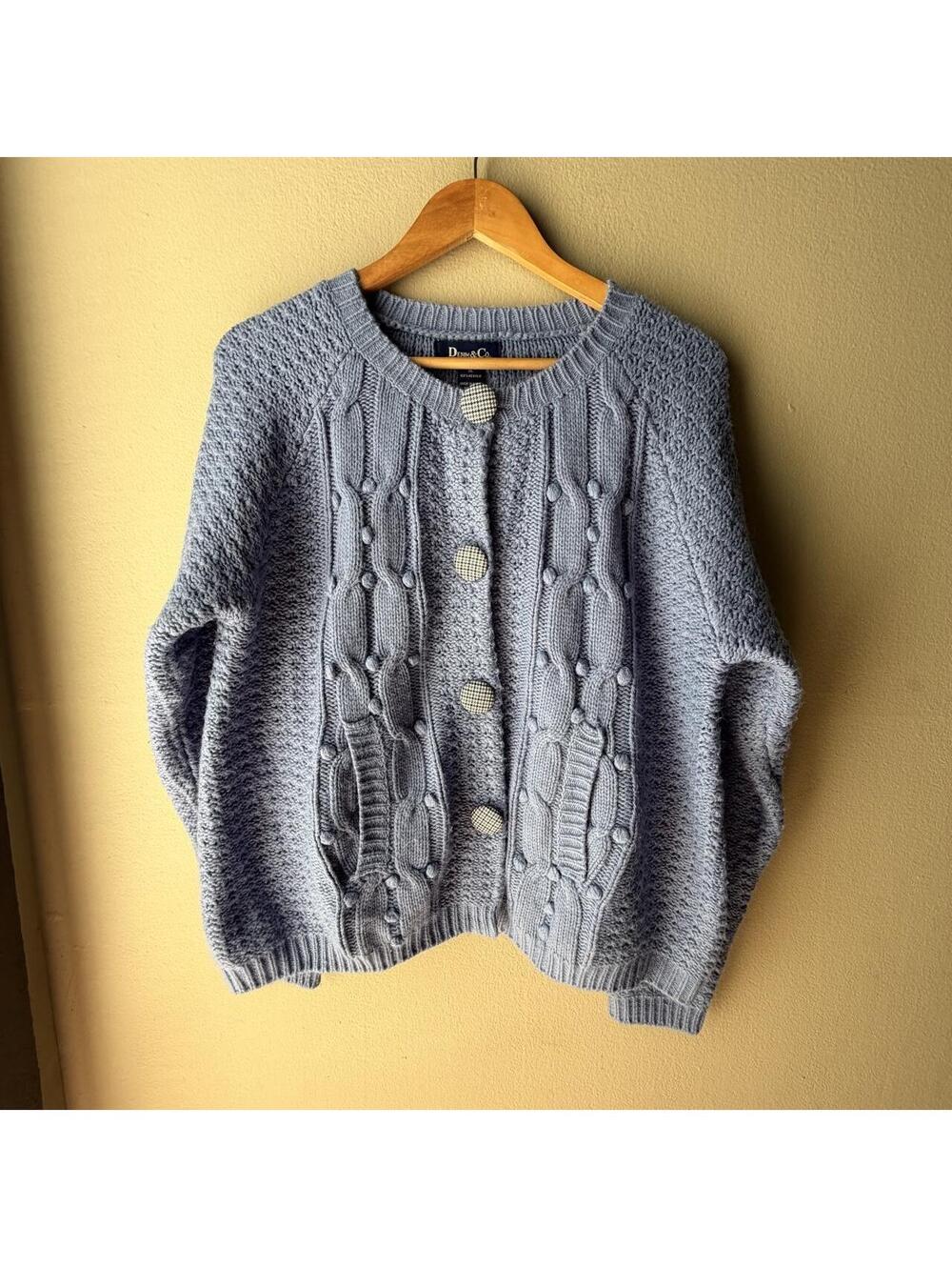Vintage Denim & Co Blue Cable Knit Cardigan XL